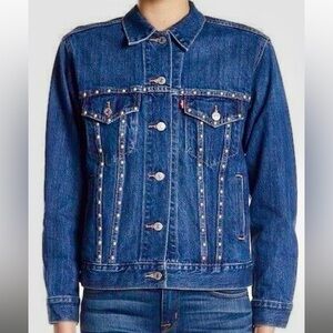 💙💙LEVI’S STUDDED EX-BOYFRIEND TRUCKER JACKET , BLUE,  SIZE XS💙